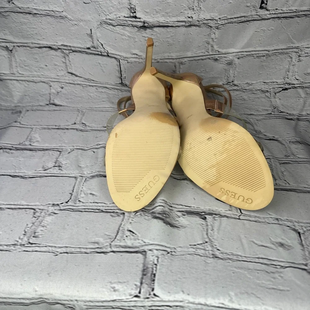 Guess Felicia Iridescent Rose Gold High Heel Sandals with Clear Straps - Picture 5 of 7